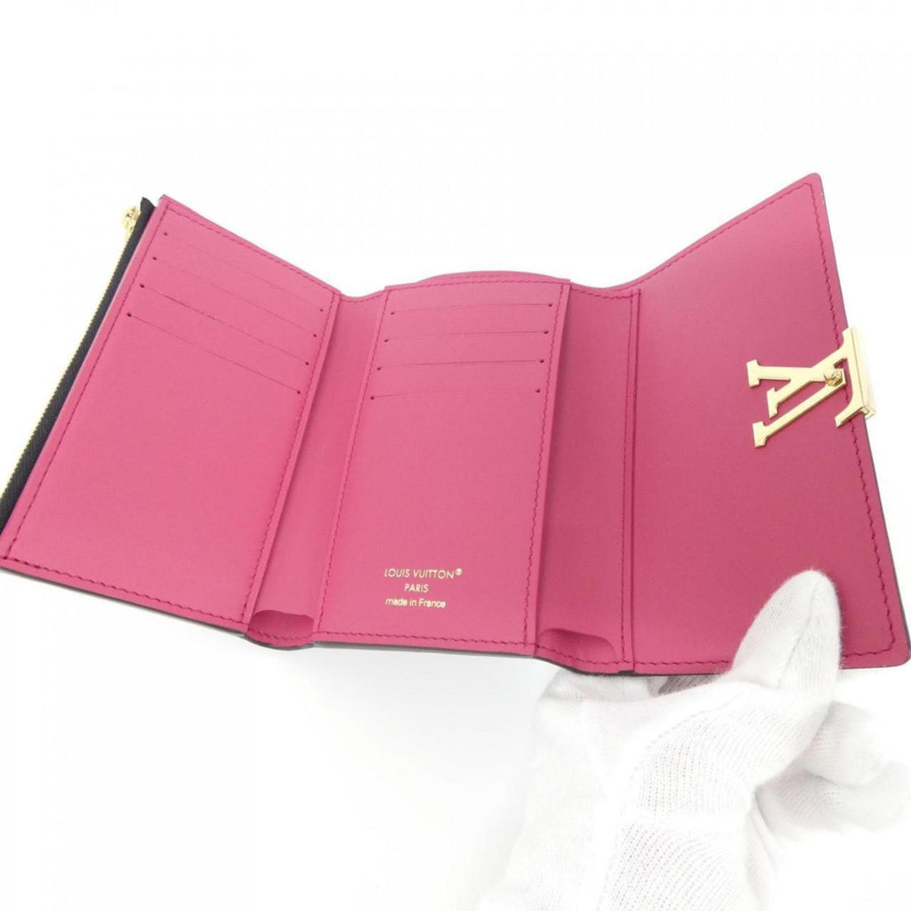 Louis Vuitton Gold Black Hot Pink Leather Wallet (Tri-Fold)