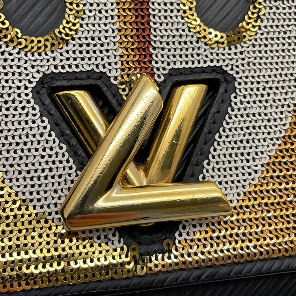 Louis Vuitton Black Noir Spangles Epi Leather Chain/Shoulder Wallet