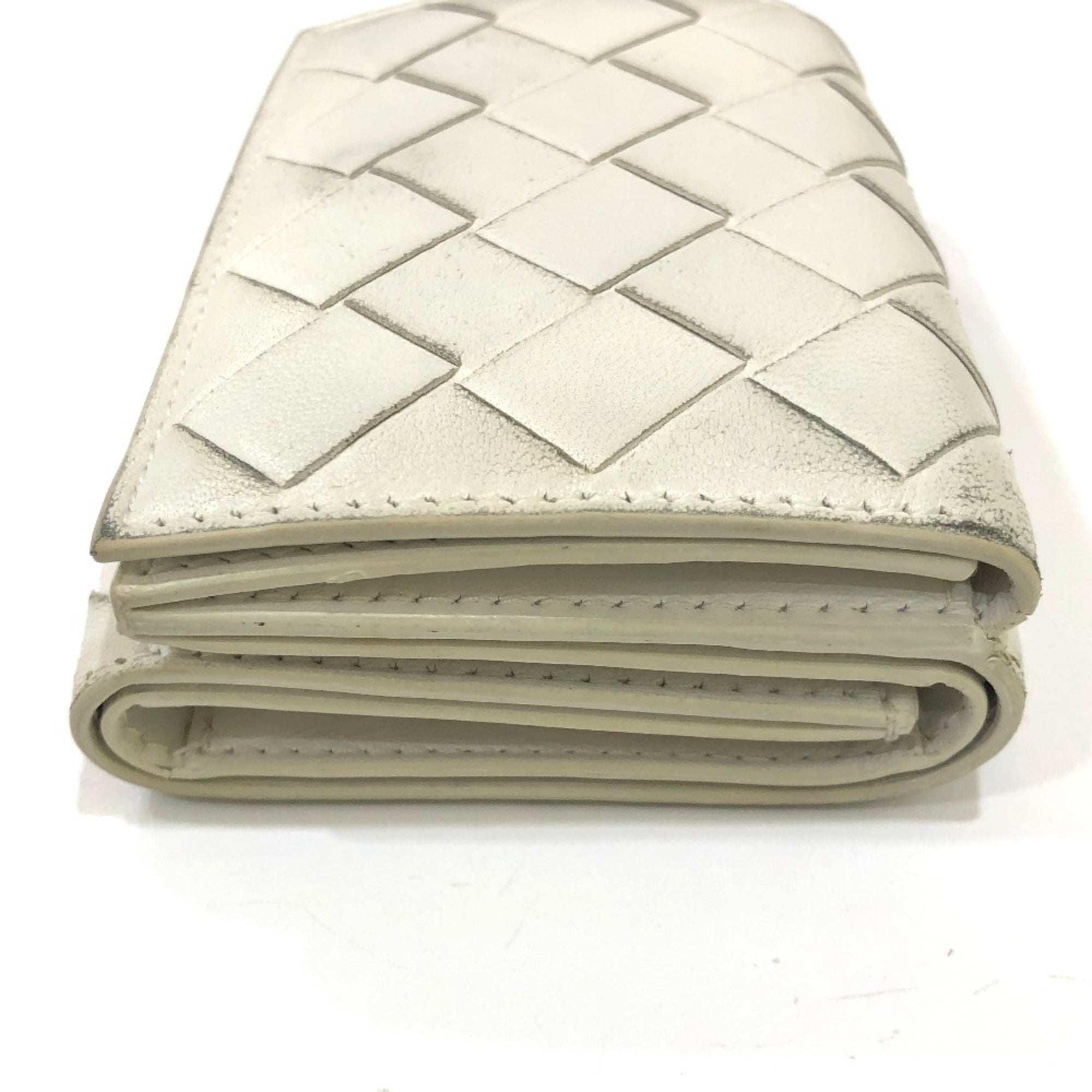 Bottega Veneta White Leather Wallet (Tri-Fold)