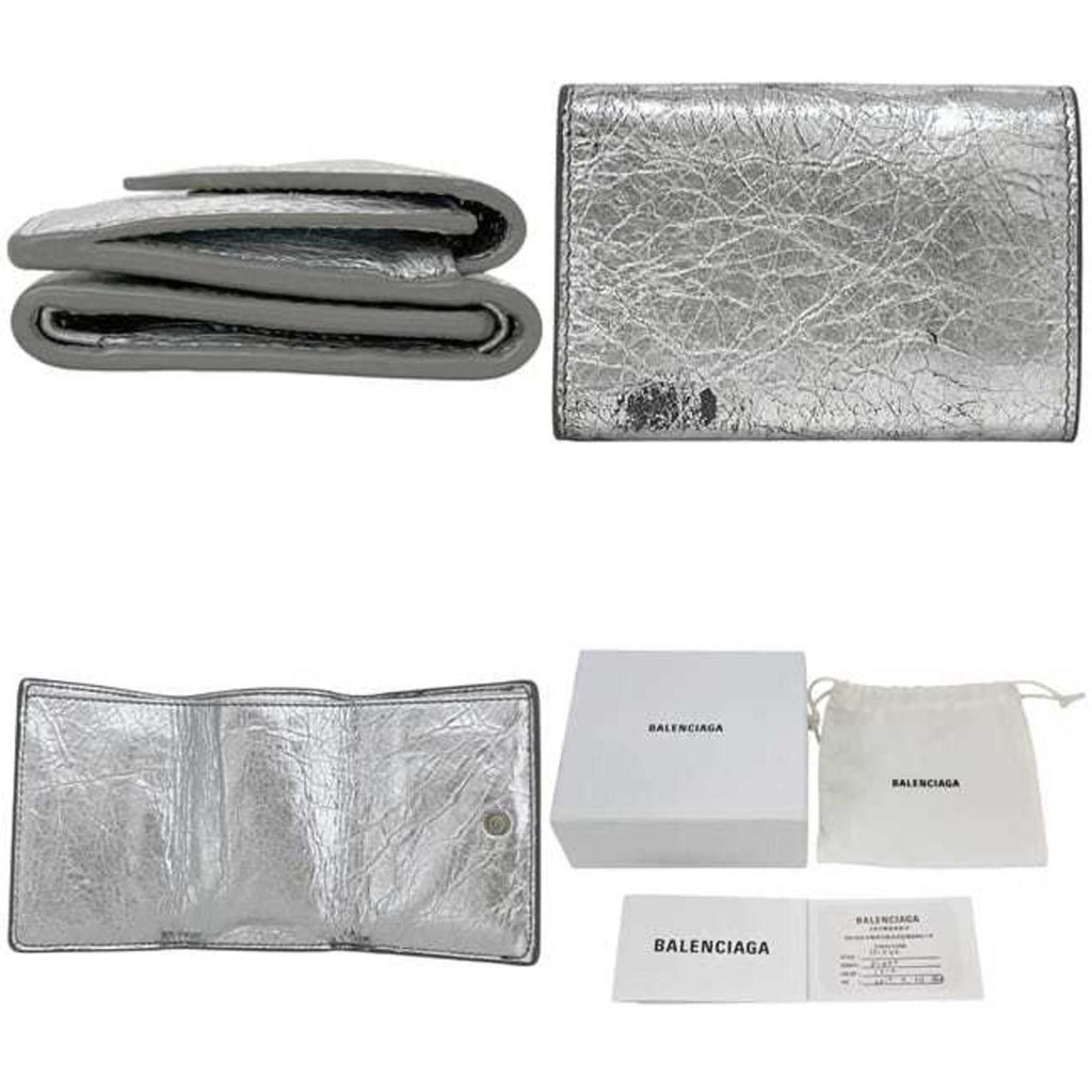 Balenciaga Silver Leather Wallet (Tri-Fold)