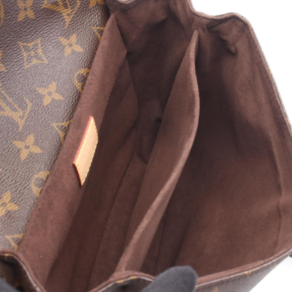 Louis Vuitton Brown Coated Canvas Leather Handbag Pochette