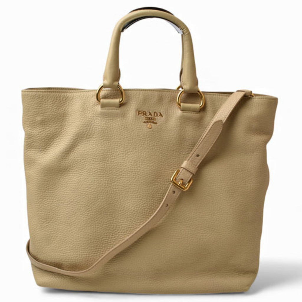 Prada Beige Leather Shoulder Bag Tote Bag