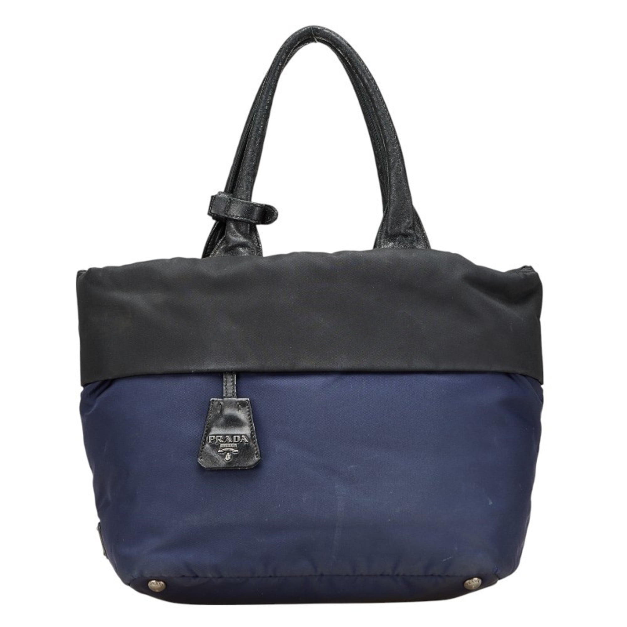 Prada Navy Black Nylon Handbag Tote Bag