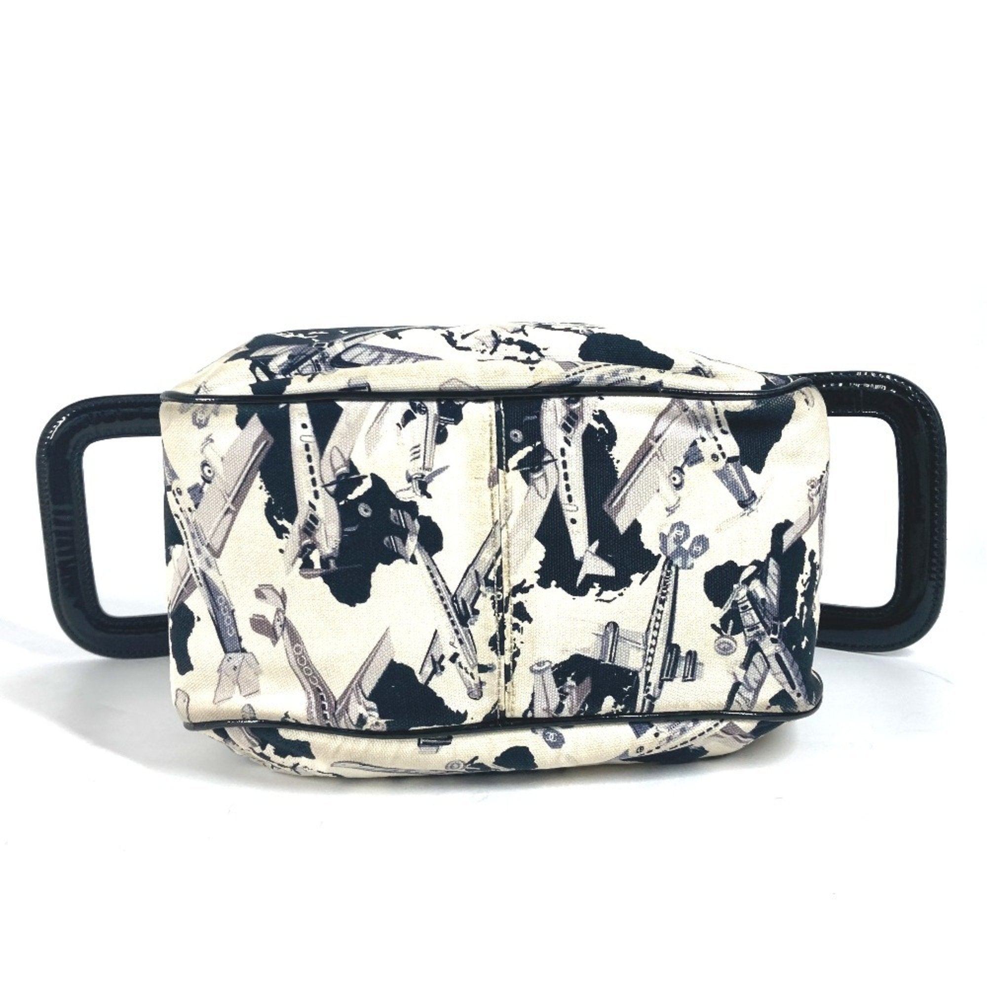 Chanel Black White Canvas Handbag