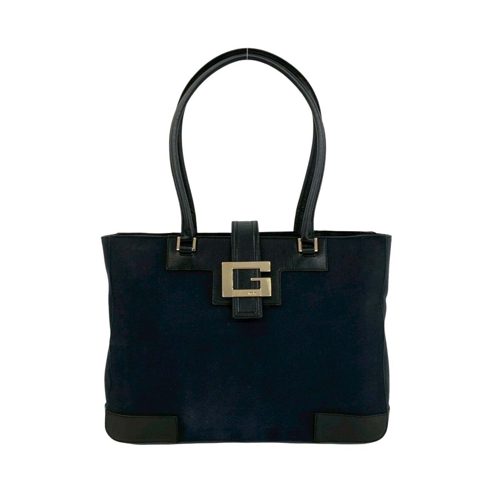 Gucci Black Canvas Leather Handbag Tote Bag (Pre-Owned)