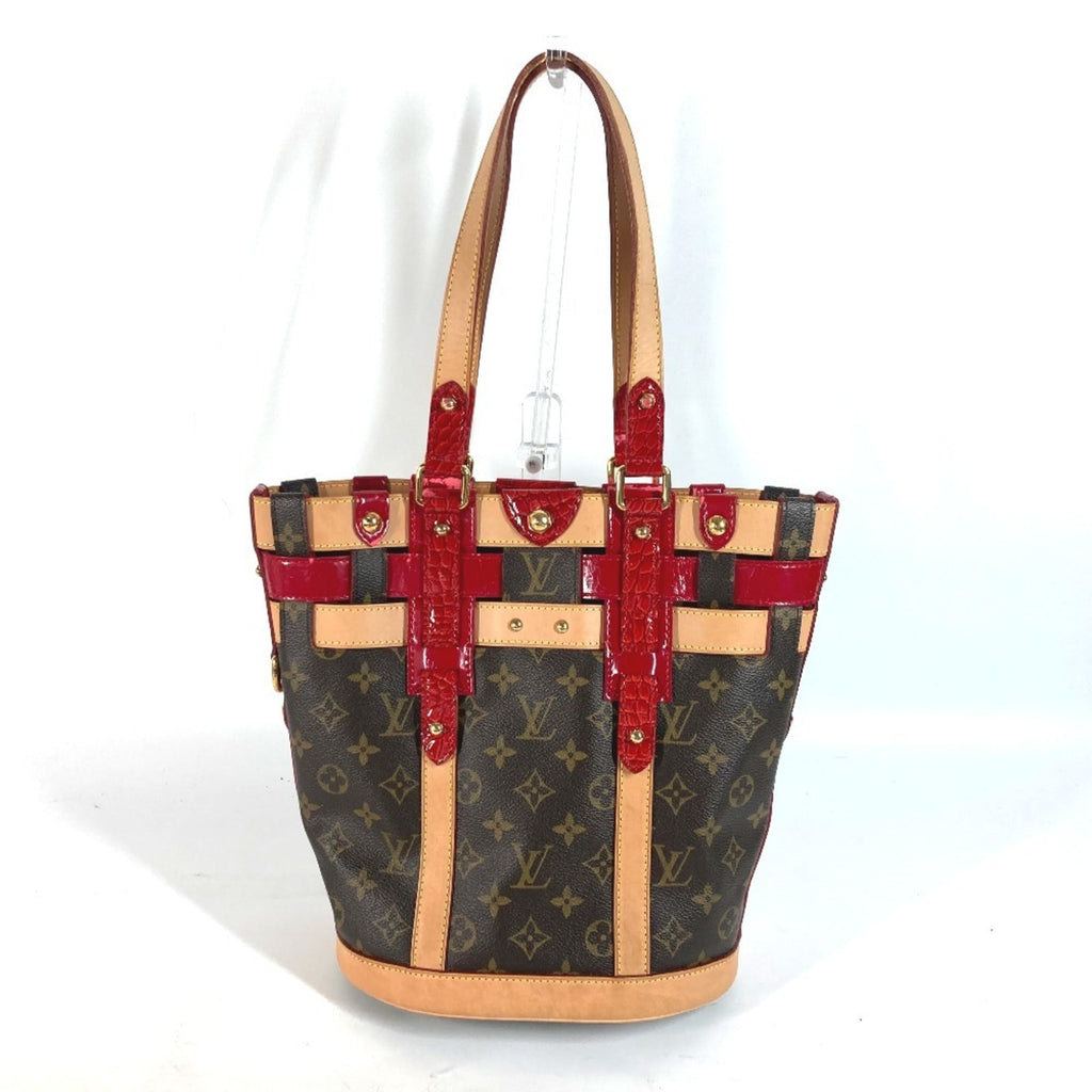 Louis Vuitton Brown Red Color Monogram Patent Leather Shoulder Bag Tote Bag