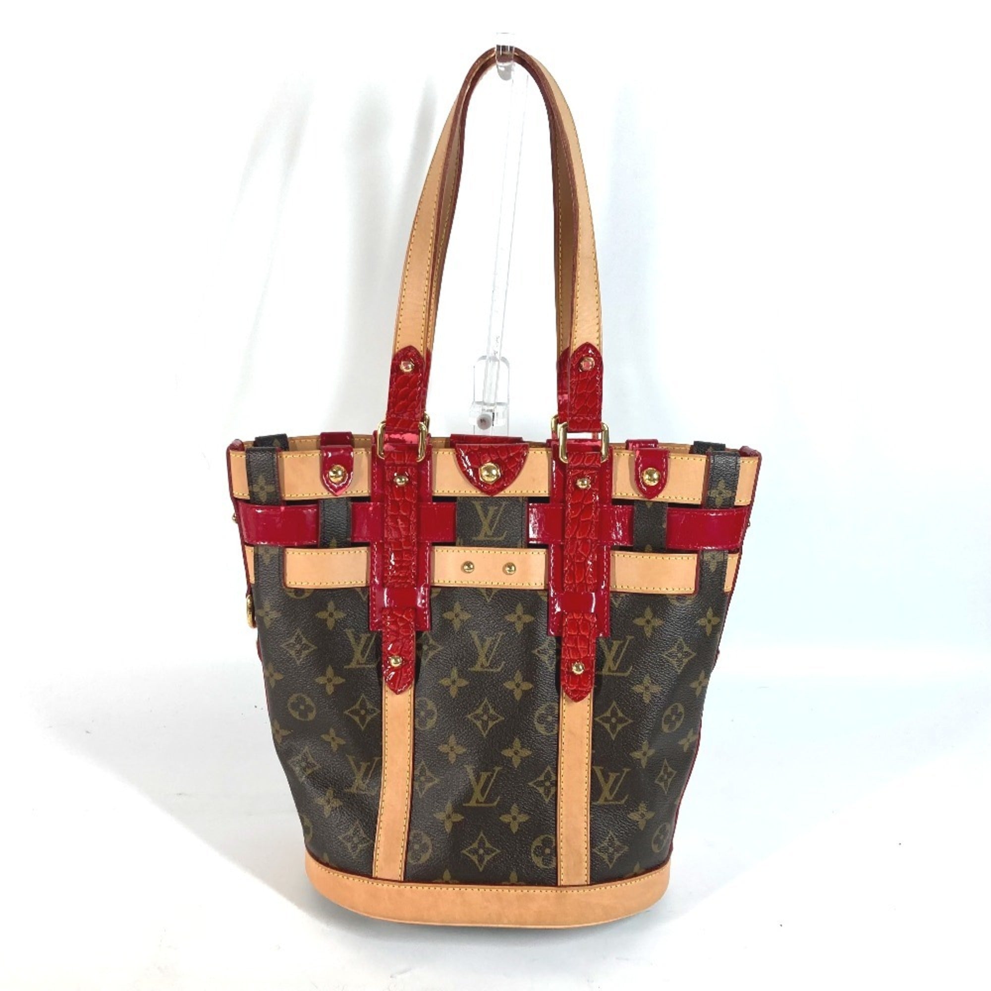 Louis Vuitton Brown Red Color Monogram Patent Leather Shoulder Bag Tote Bag