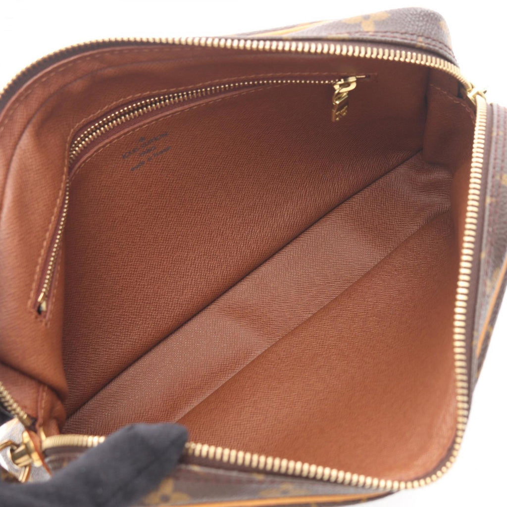 Louis Vuitton Brown Monogram Coated Canvas Leather Clutch Bag Handbag