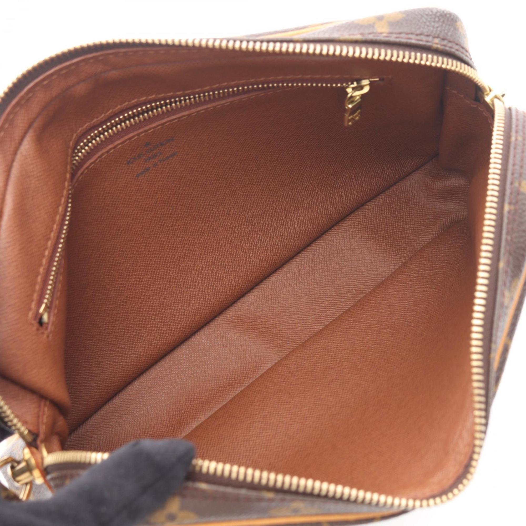 Louis Vuitton Brown Monogram Coated Canvas Leather Clutch Bag Handbag