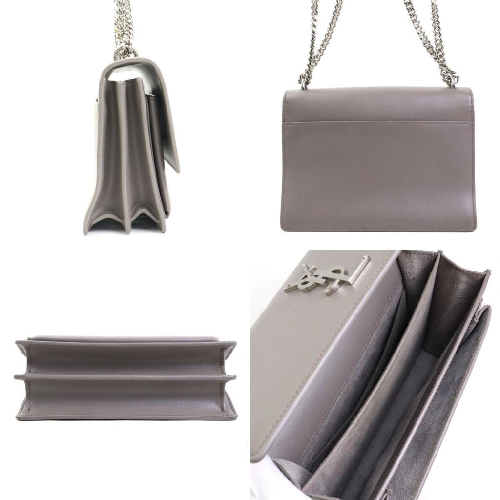 Saint Laurent Gray Silver Leather Metal Shoulder Bag (Pre-Owned)