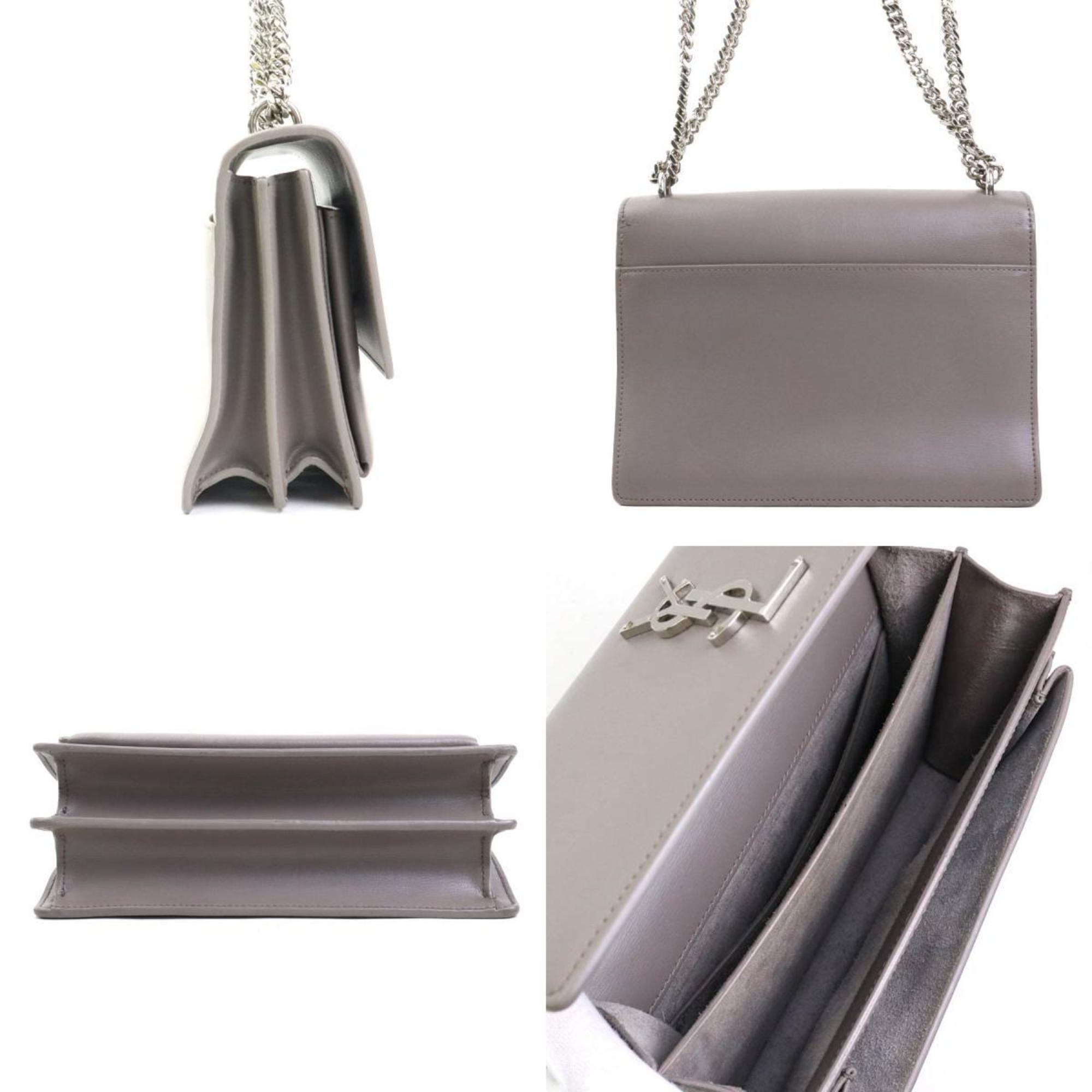 Saint Laurent Gray Silver Leather Metal Shoulder Bag (Pre-Owned)