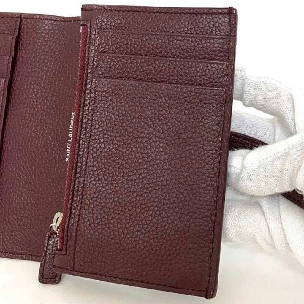 Saint Laurent Bordeaux Leather Wallet (Bi-Fold) (Pre-Owned)