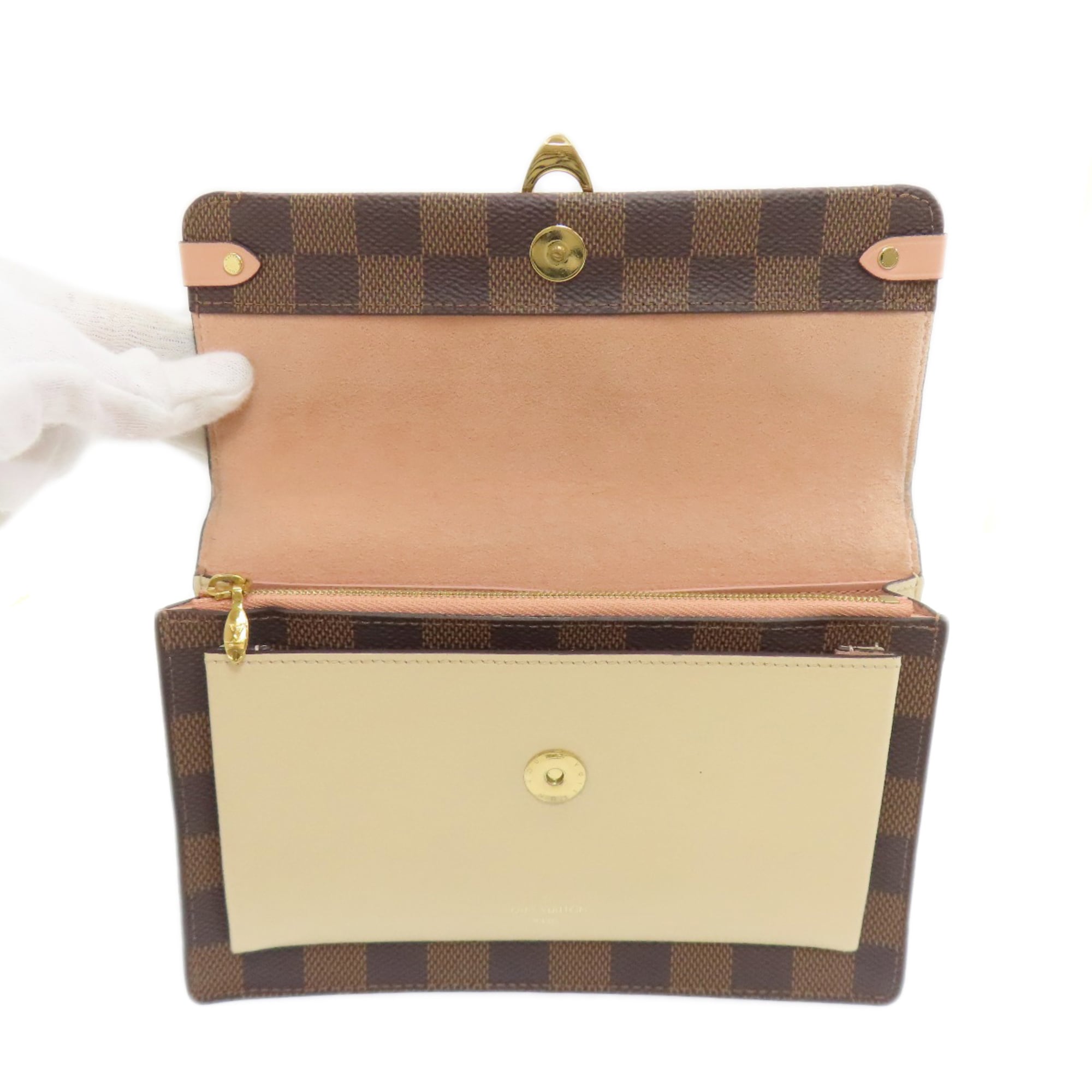 Louis Vuitton Brown Damier Canvas Ebene Damier Canvas Chain/Shoulder Wallet