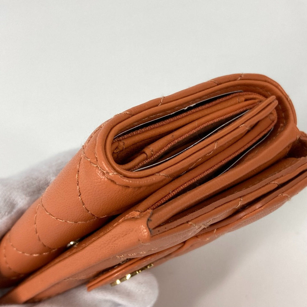 Chanel Orange Leather Wallet (Tri-Fold)