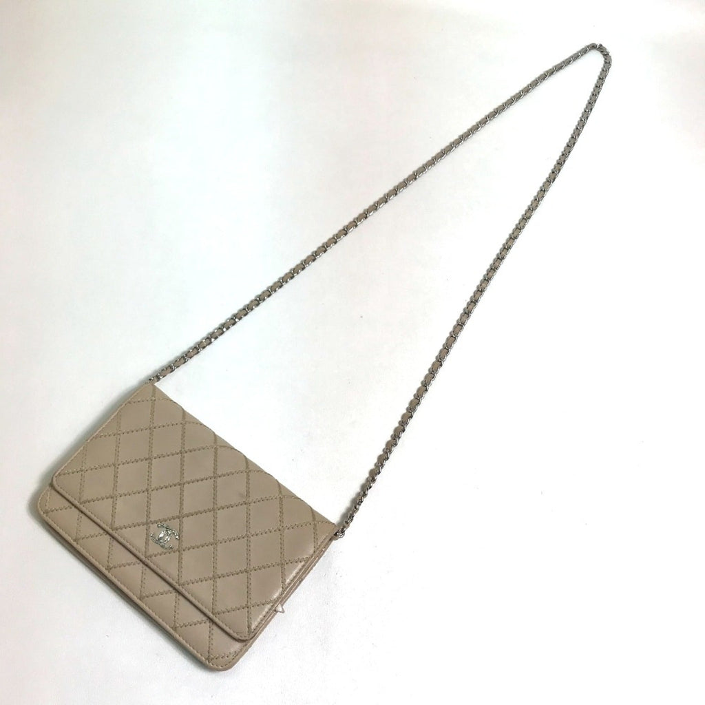 Chanel Beige Leather Long Wallet (Bi-Fold)