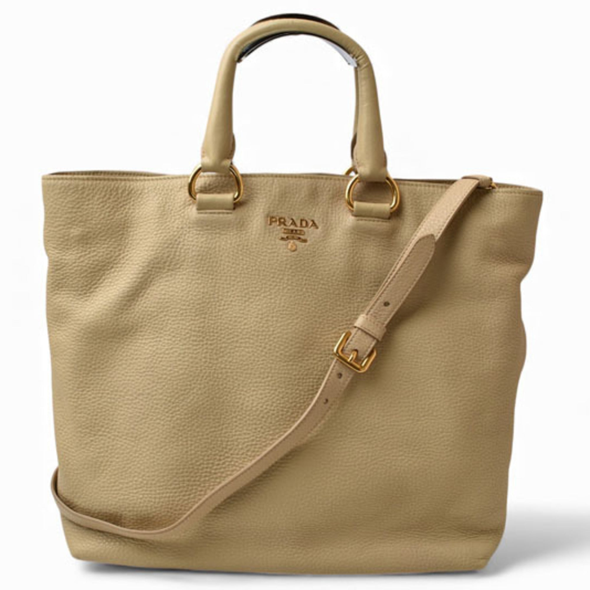 Prada Beige Leather Shoulder Bag Tote Bag
