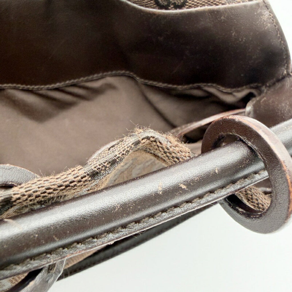 Gucci Gg Canvas Brown Gg Canvas Leather Shoulder Bag (Pre-Owned)