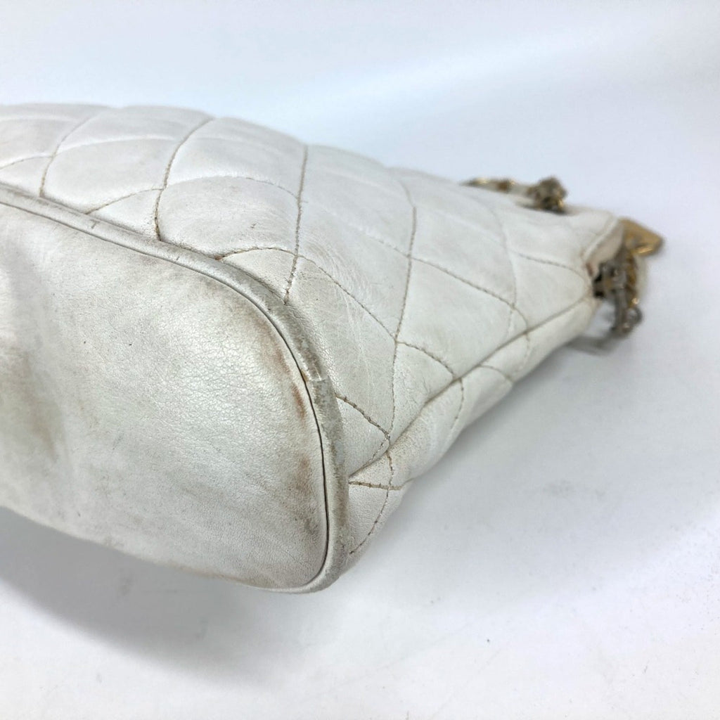 Chanel White Leather Shoulder Bag