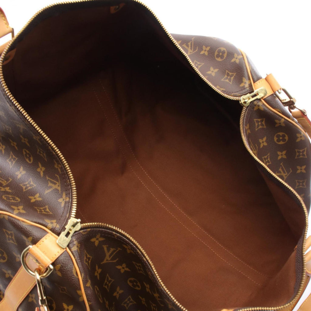Louis Vuitton Brown Coated Canvas Leather Boston Bag Handbag