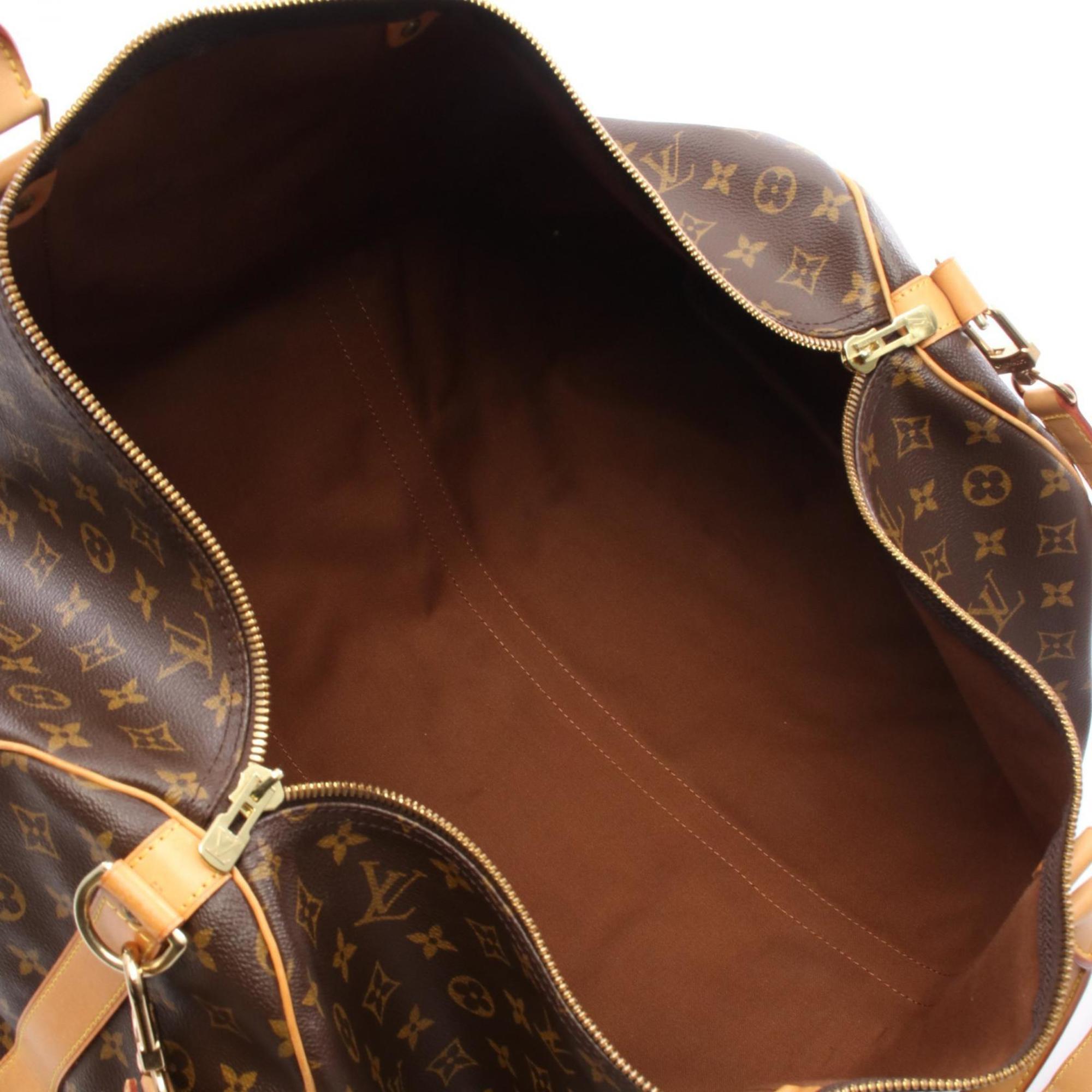 Louis Vuitton Brown Coated Canvas Leather Boston Bag Handbag