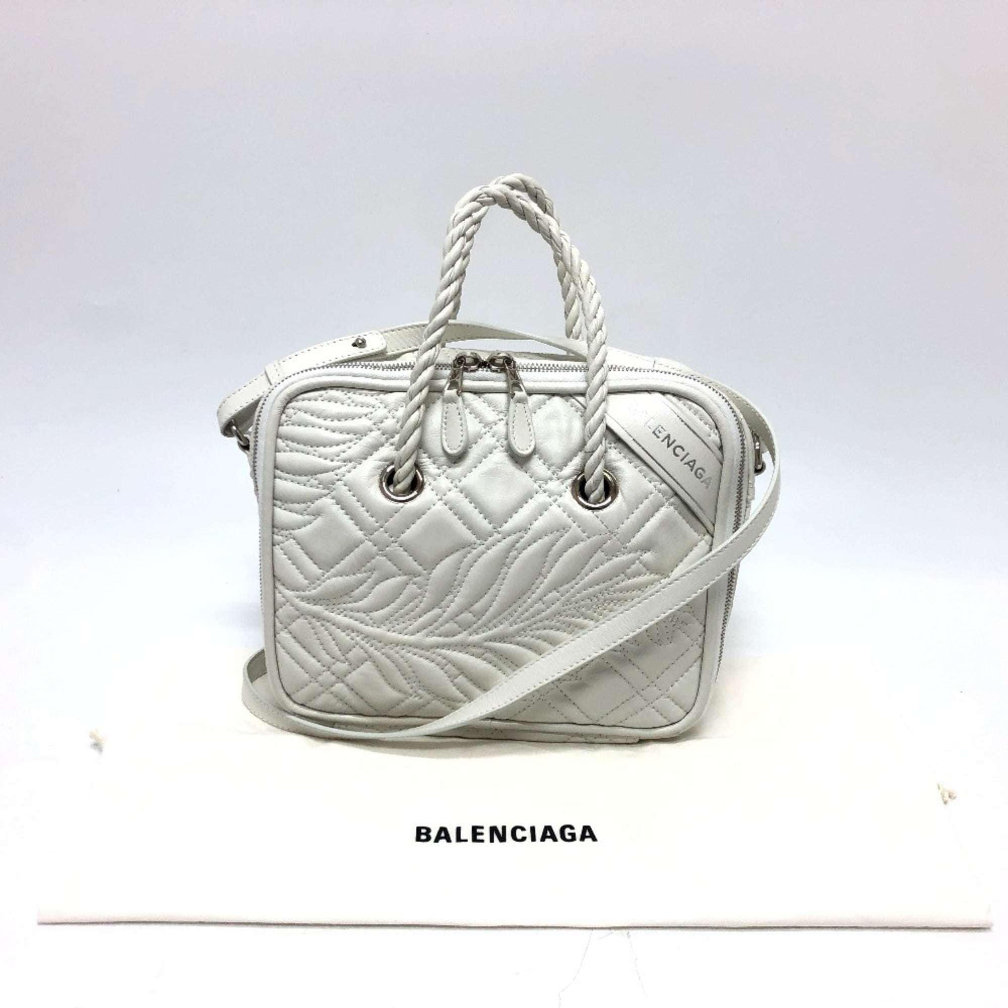 Balenciaga White Leather Hand