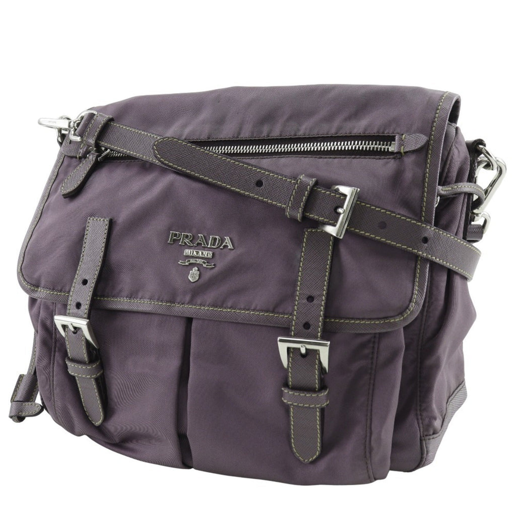 Prada Purple Nylon Leather Shoulder Bag