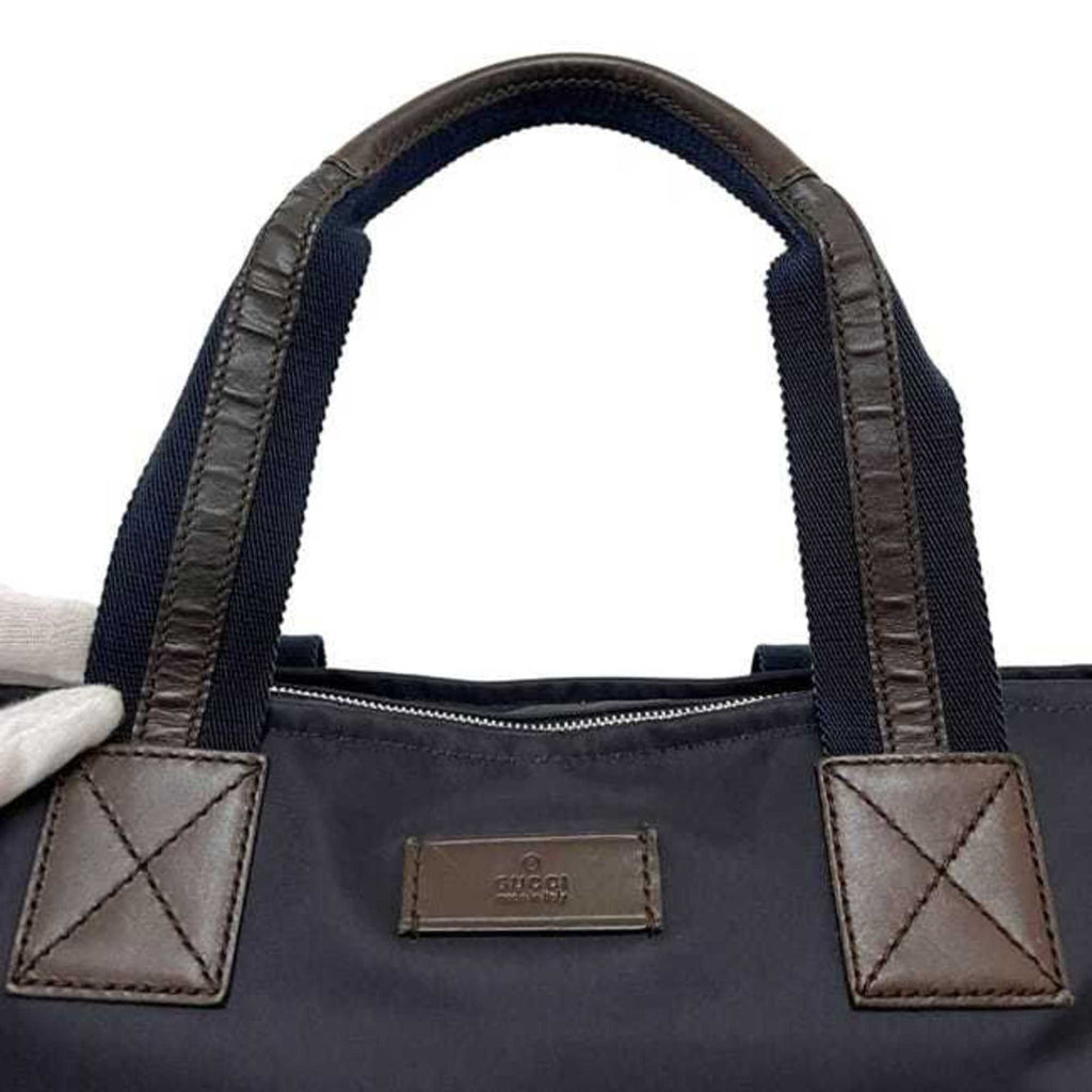 Gucci Navy Red Color Nylon Leather Tote Bag (Pre-Owned)