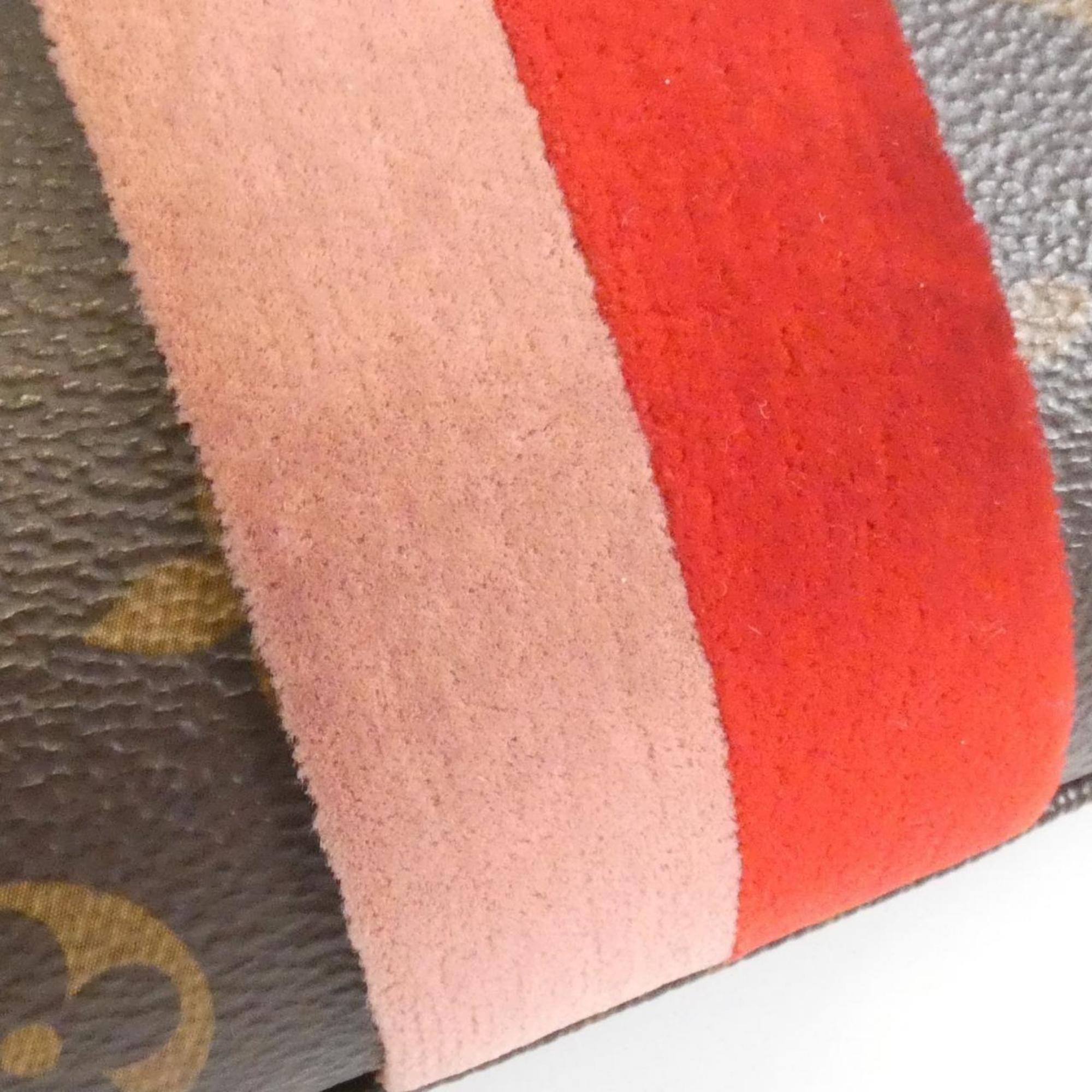 Louis Vuitton Coquelicots Marron Peche Coated Canvas Handbag
