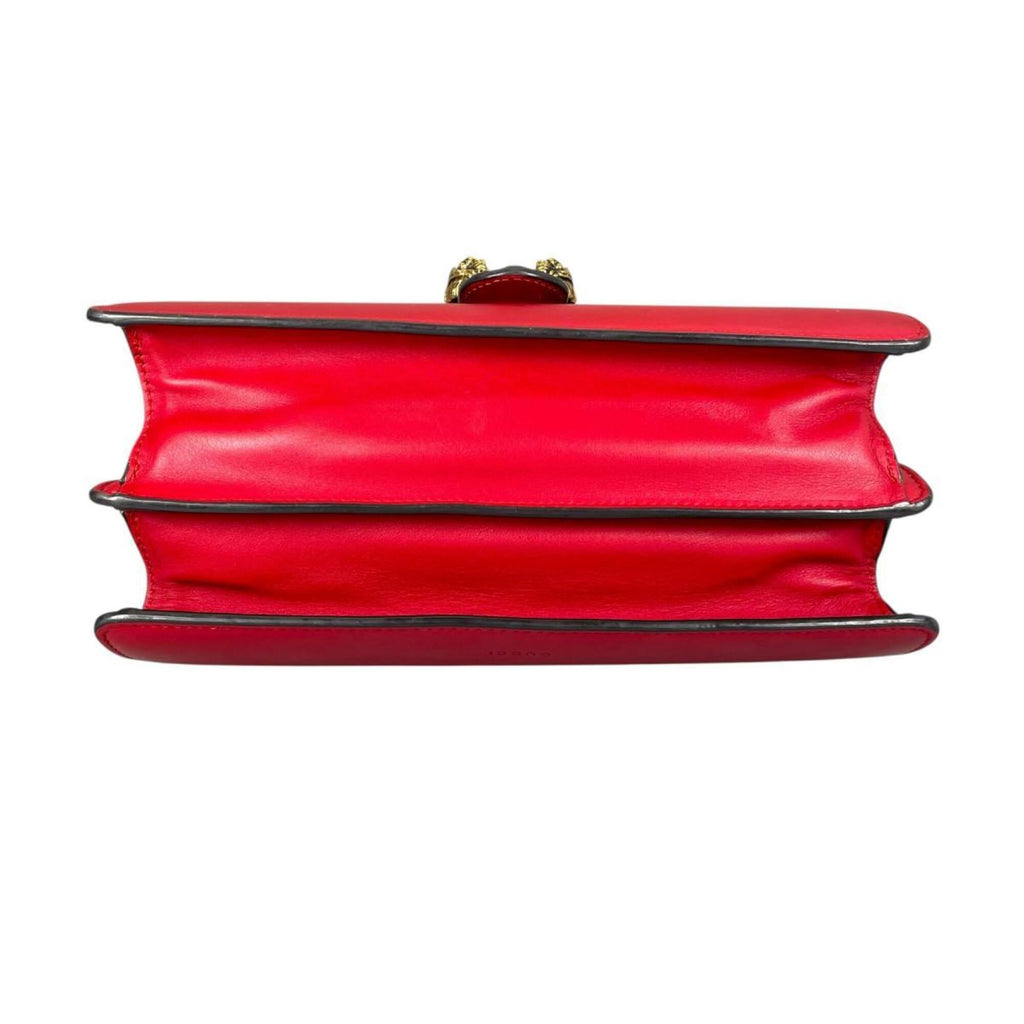 Gucci Red Color Leather Handbag Shoulder Bag (Pre-Owned)