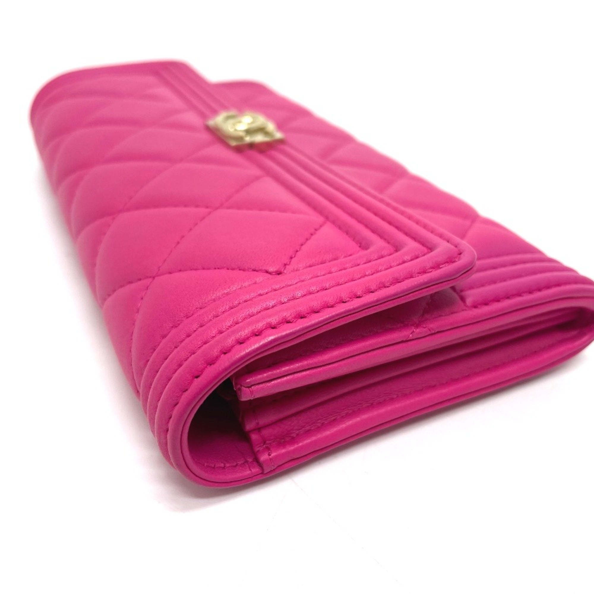 Chanel Pink Leather Long Wallet (Bi-Fold)