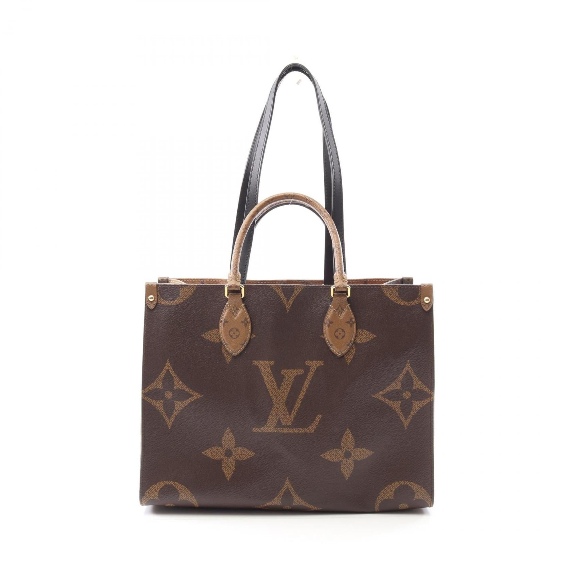 Louis Vuitton Beige Brown Coated Canvas Leather Tote Bag
