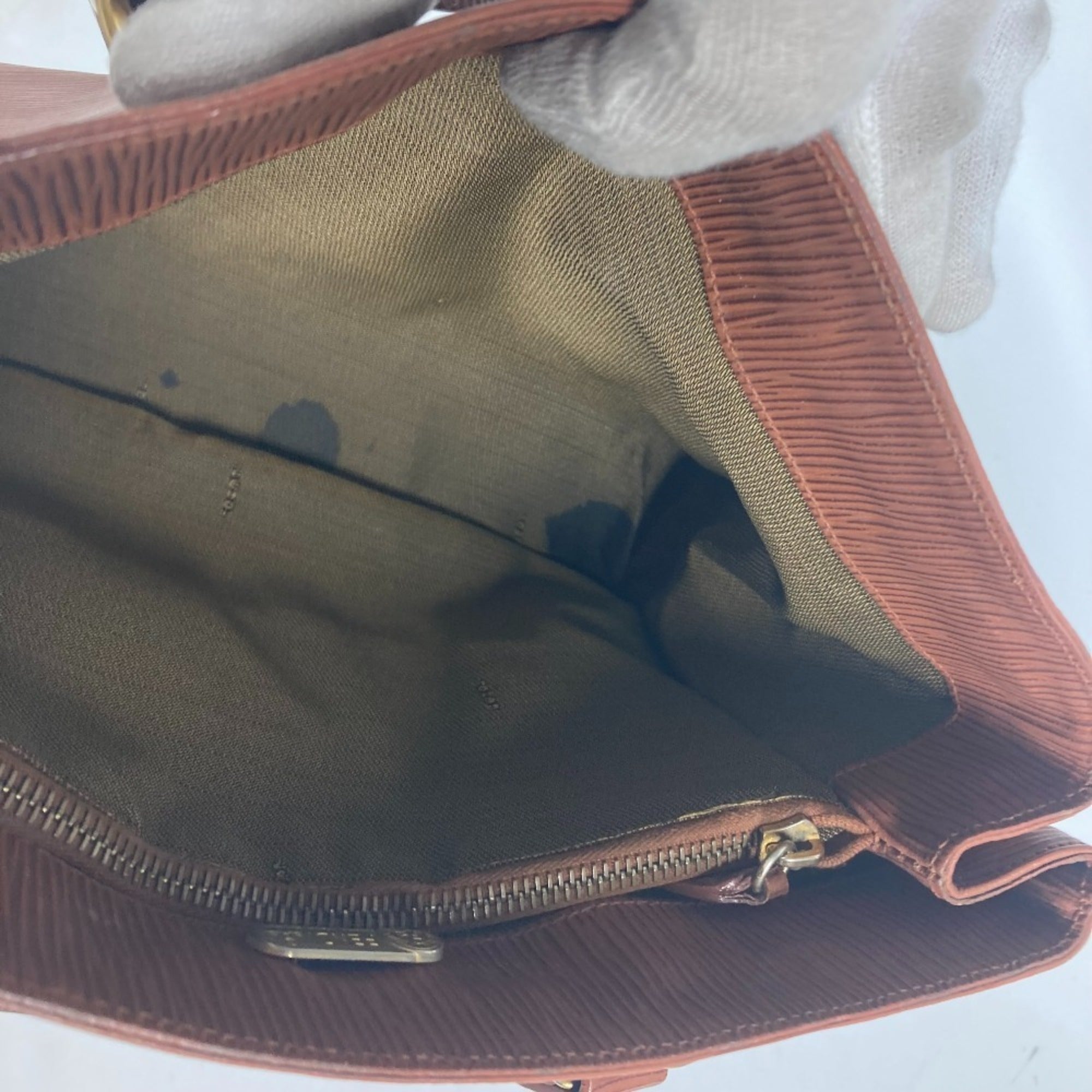 Fendi Brown Leather Handbag Shoulder Bag Tote Bag