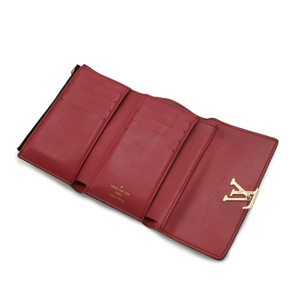 Louis Vuitton Black Galle Hot Pink Noir Leather Wallet (Tri-Fold)