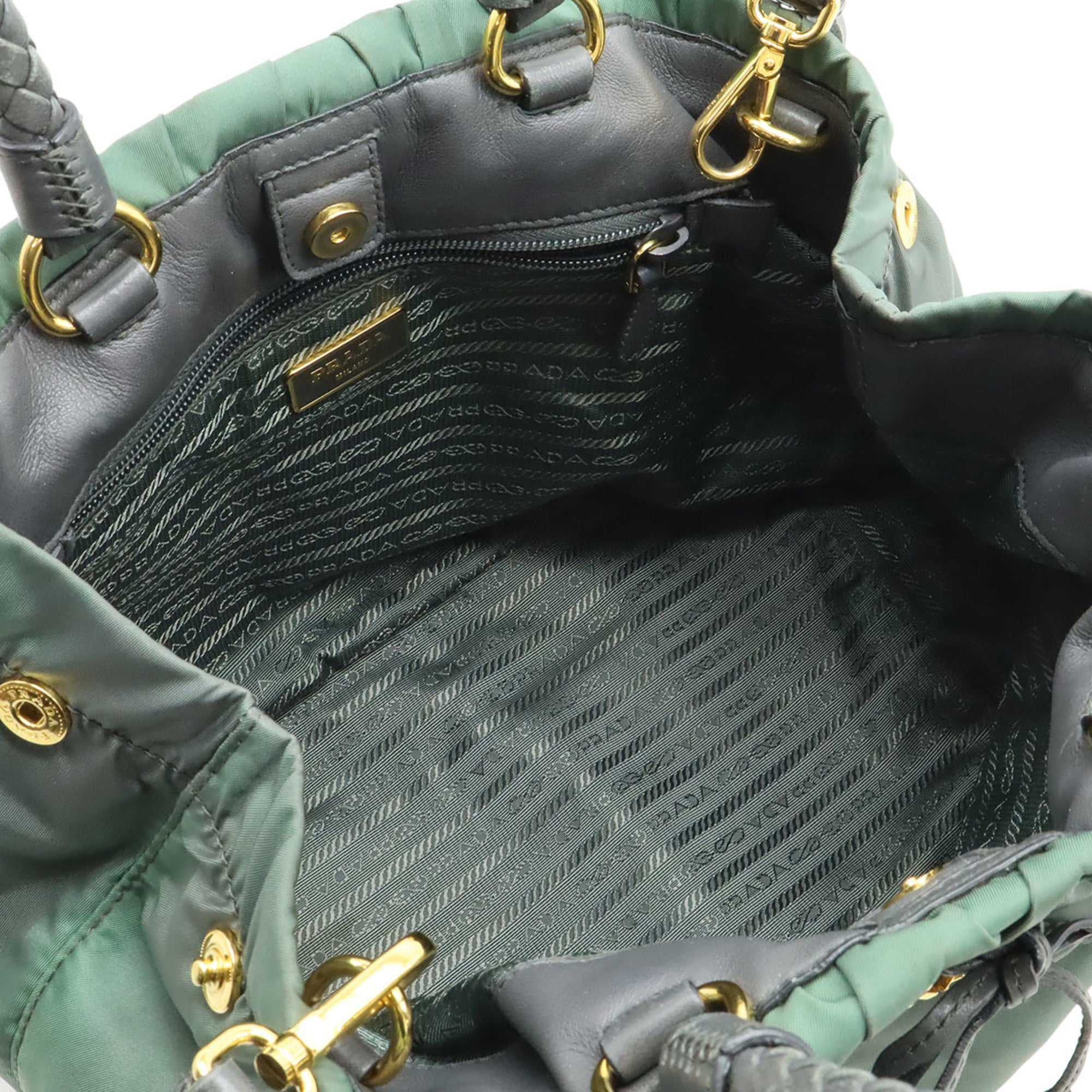 Prada Gray Nylon Leather Handbag Shoulder Bag