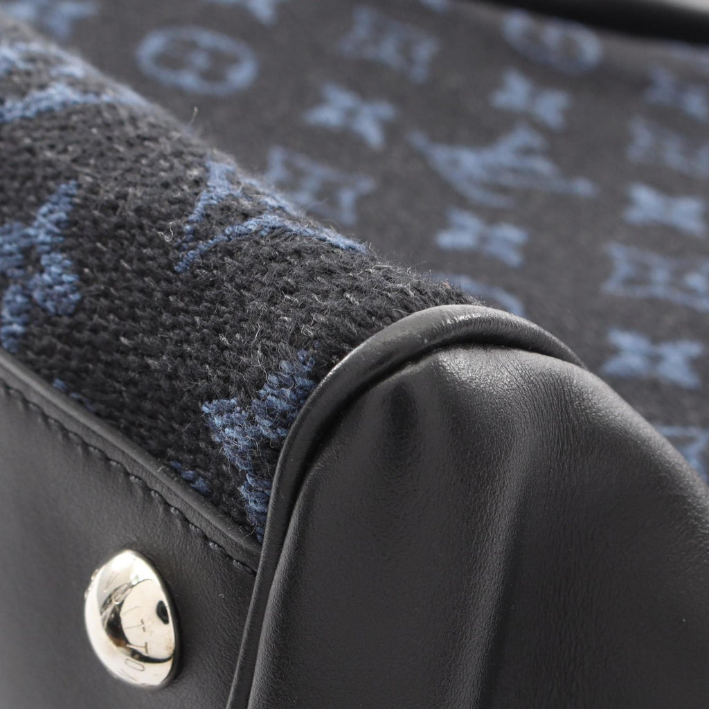 Louis Vuitton Black Leather Canvas Handbag Tote Bag