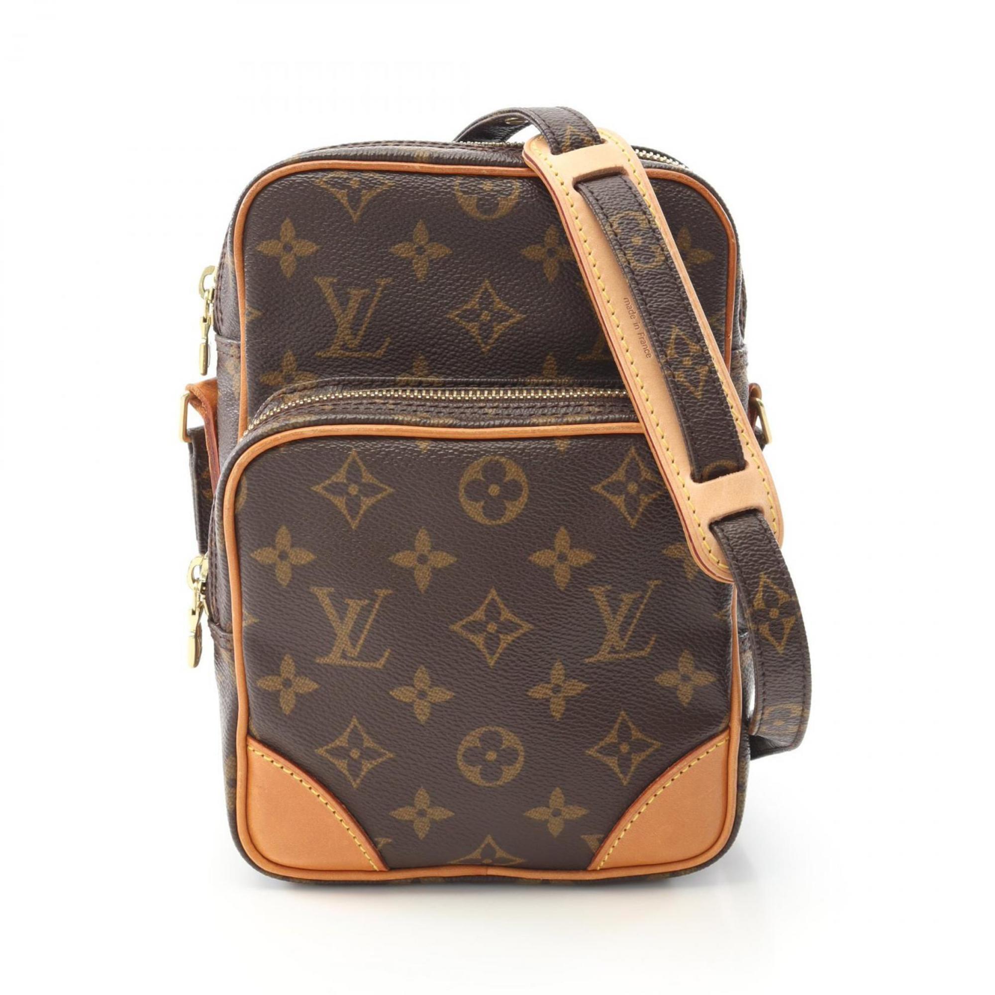 Louis Vuitton Brown Coated Canvas Leather Shoulder Bag