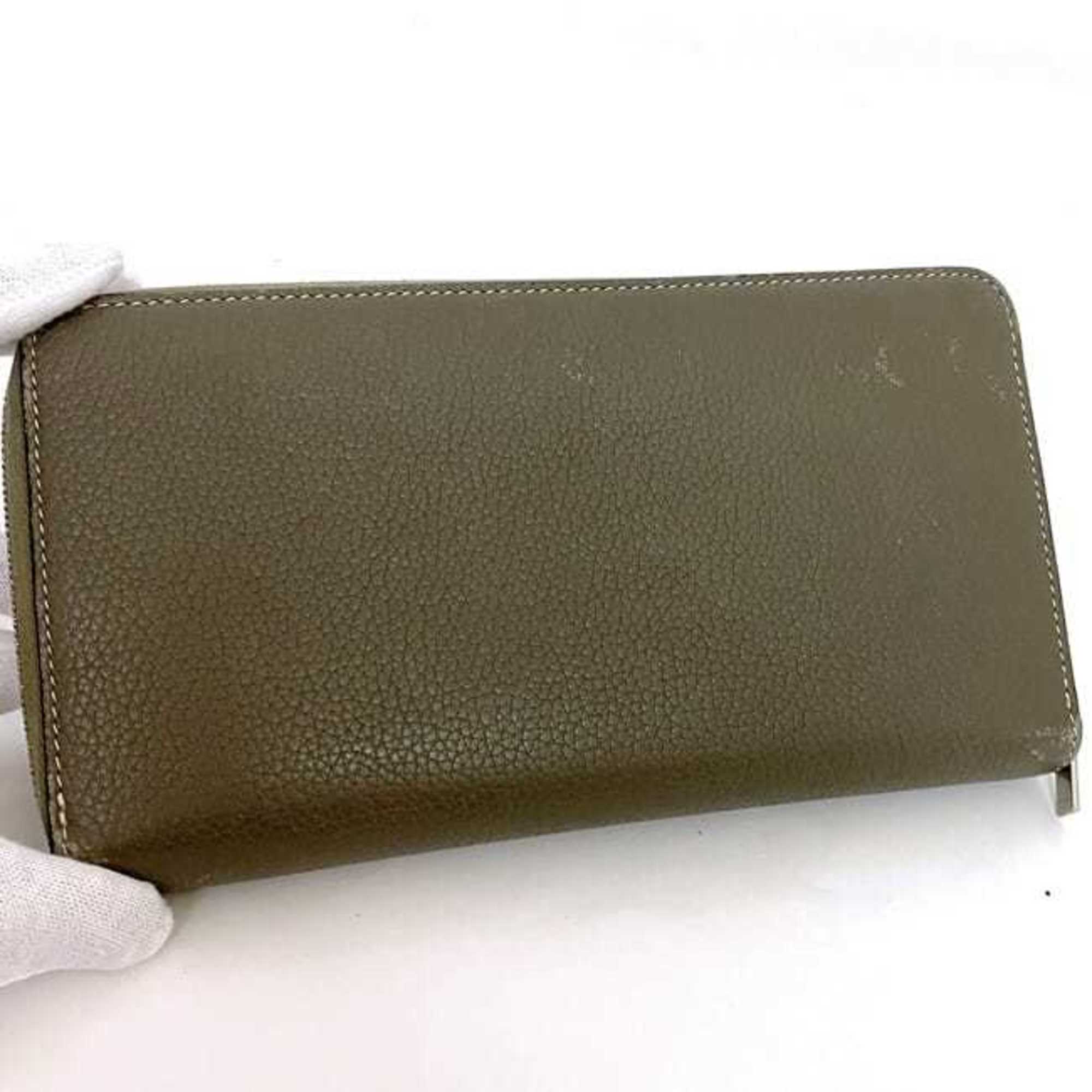 Celine Grayish Leather Long Wallet (Bi-Fold)