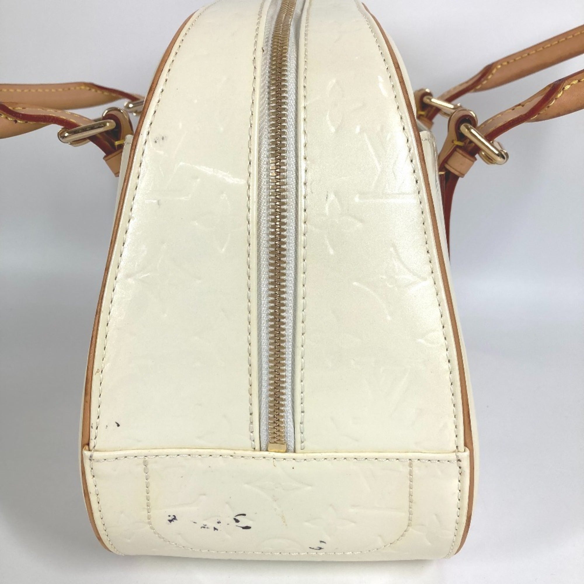 Louis Vuitton Pearl White Monogram Vernis Handbag Shoulder Bag Tote Bag