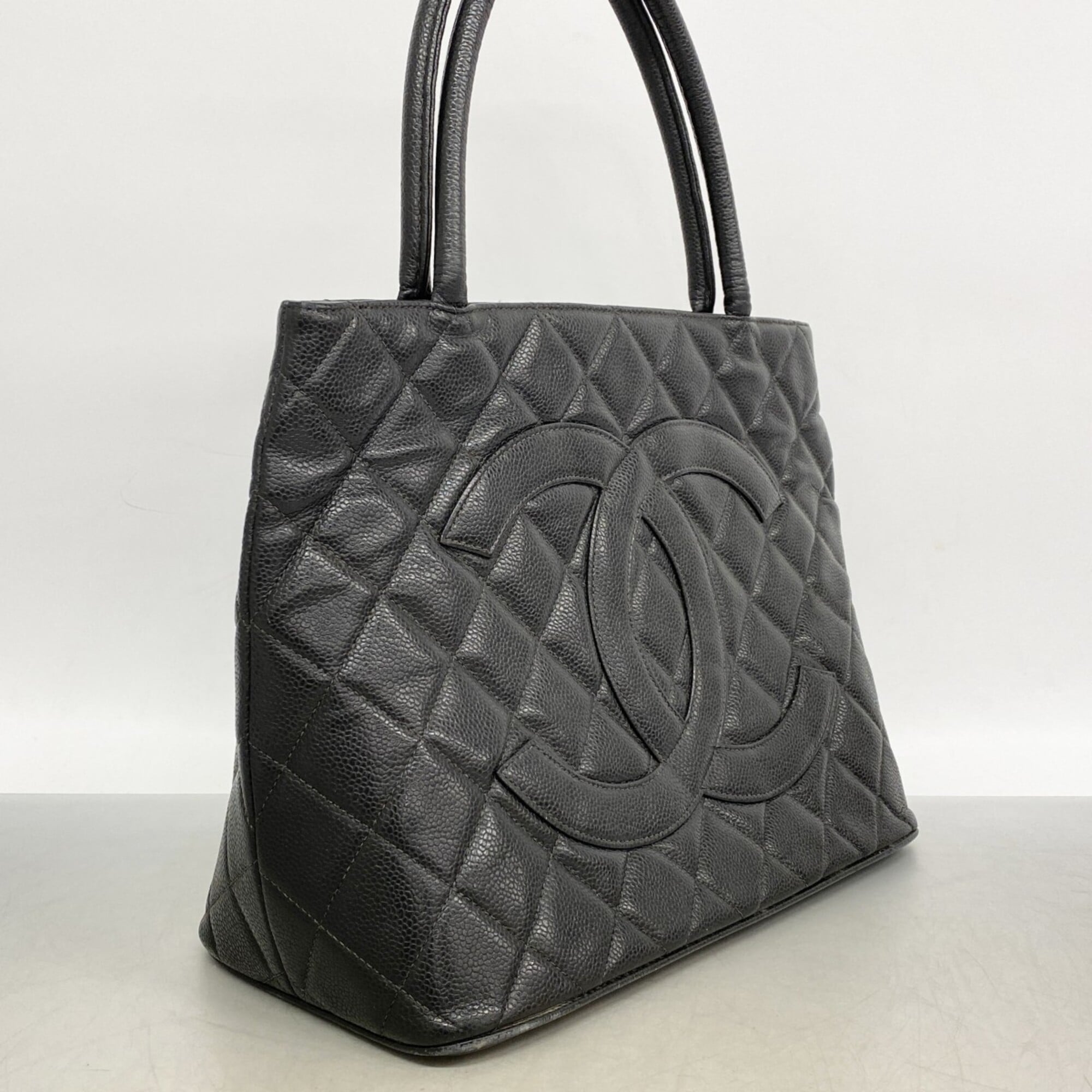 Chanel Black Grained Calfskin Tote Bag