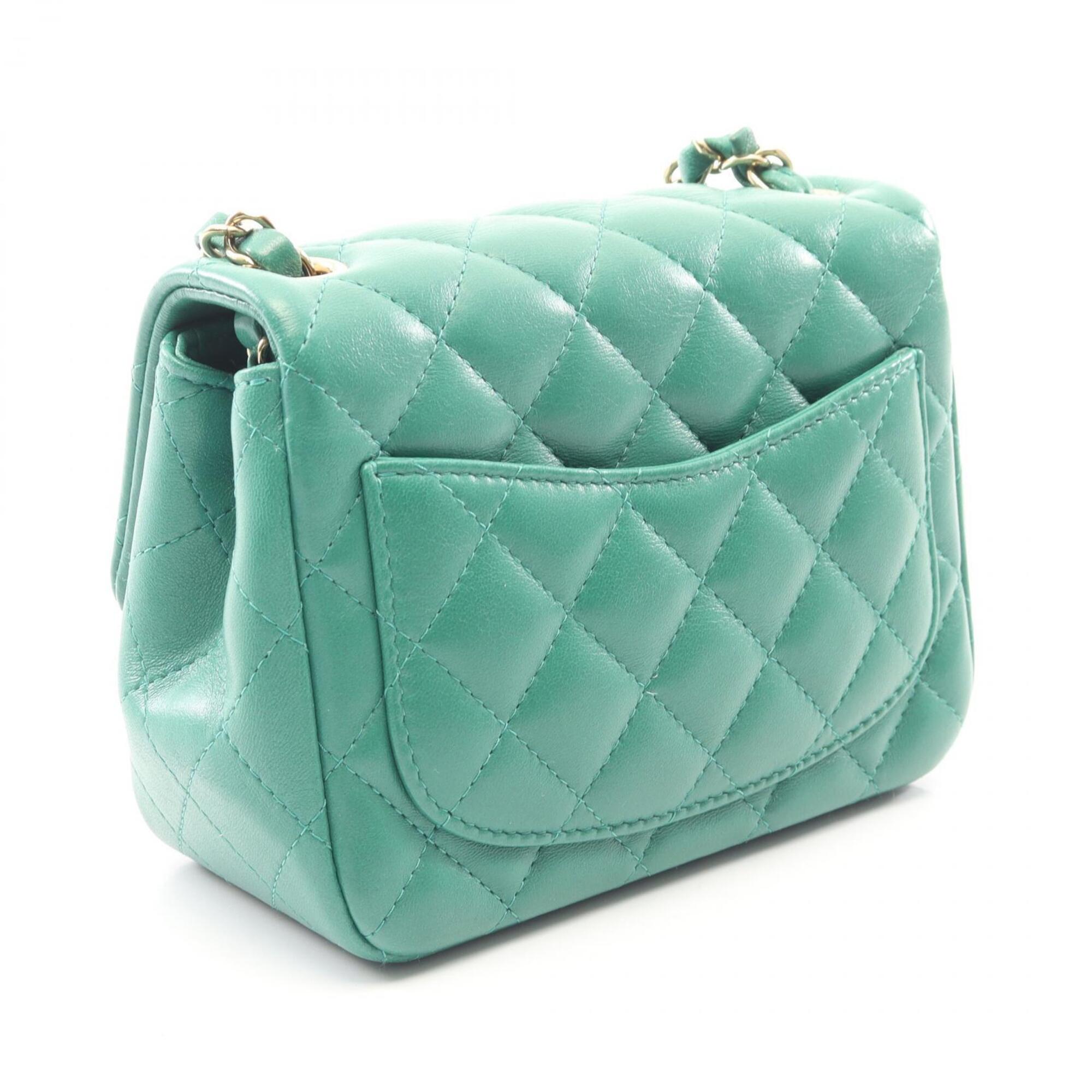 Chanel Green Leather Handbag Shoulder Bag