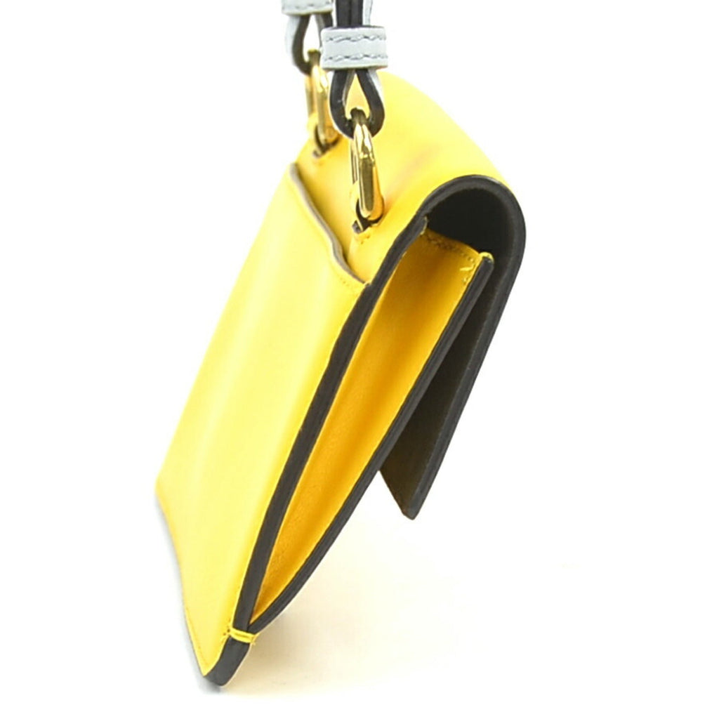 Fendi Light Gray Yellow Leather Shoulder Bag