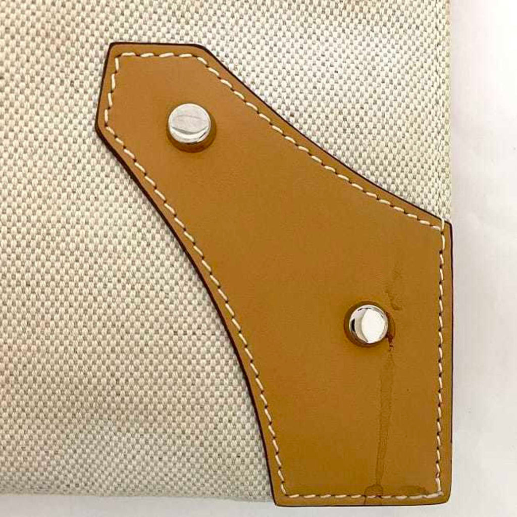 Balenciaga Beige White Canvas Leather Clutch Bag Hand