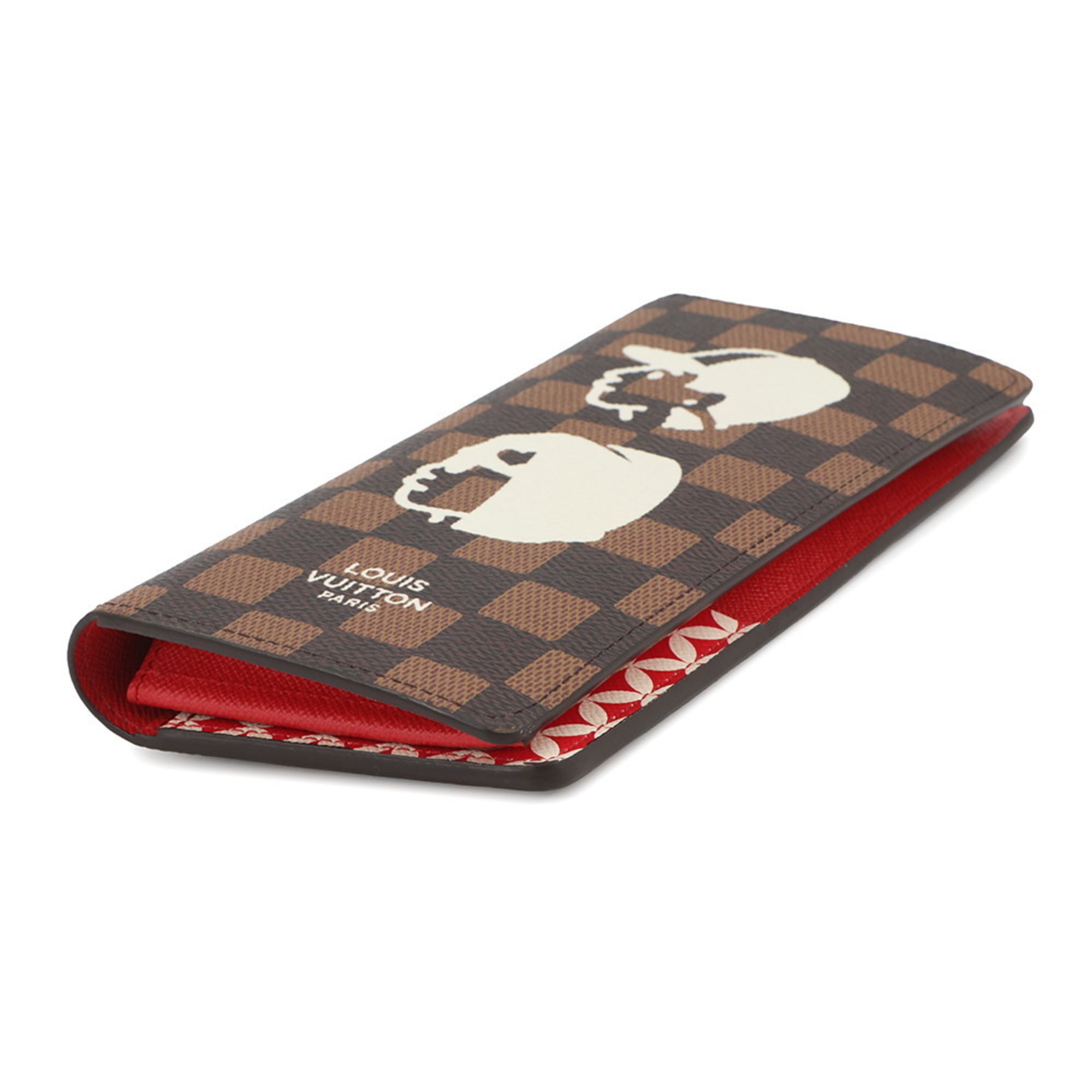 Louis Vuitton Damier Brown Damier Canvas Red Color Damier Canvas Long Wallet
