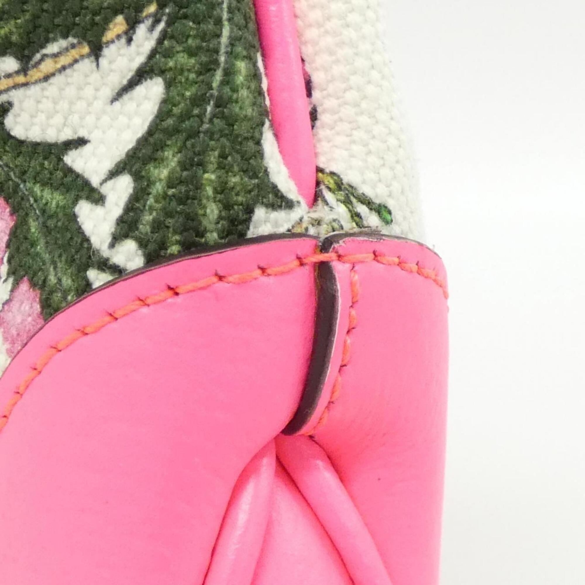 Gucci Pink Leather Canvas Shoulder Bag (Pre-Owned)