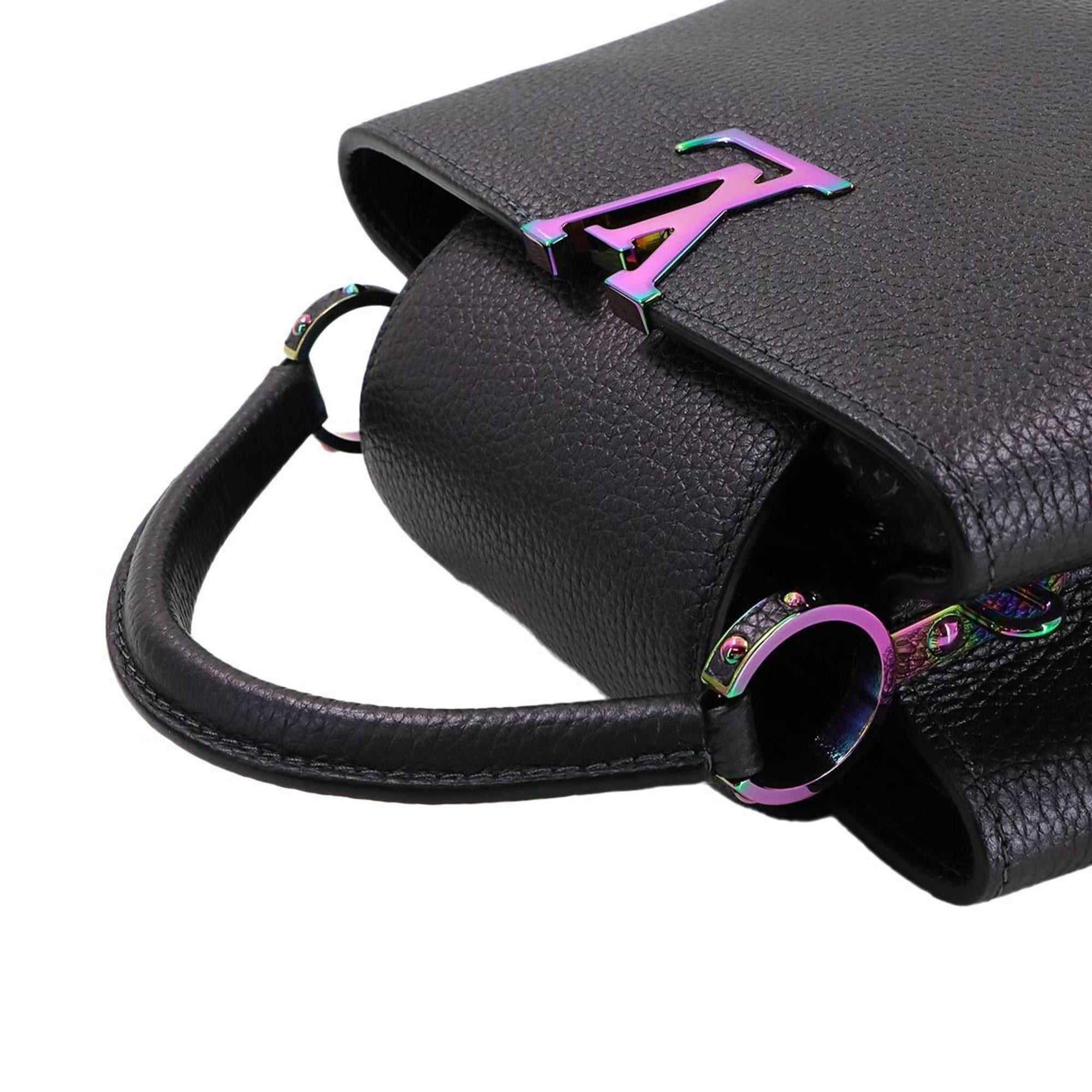 Louis Vuitton Metallic Black Leather Handbag Shoulder Bag