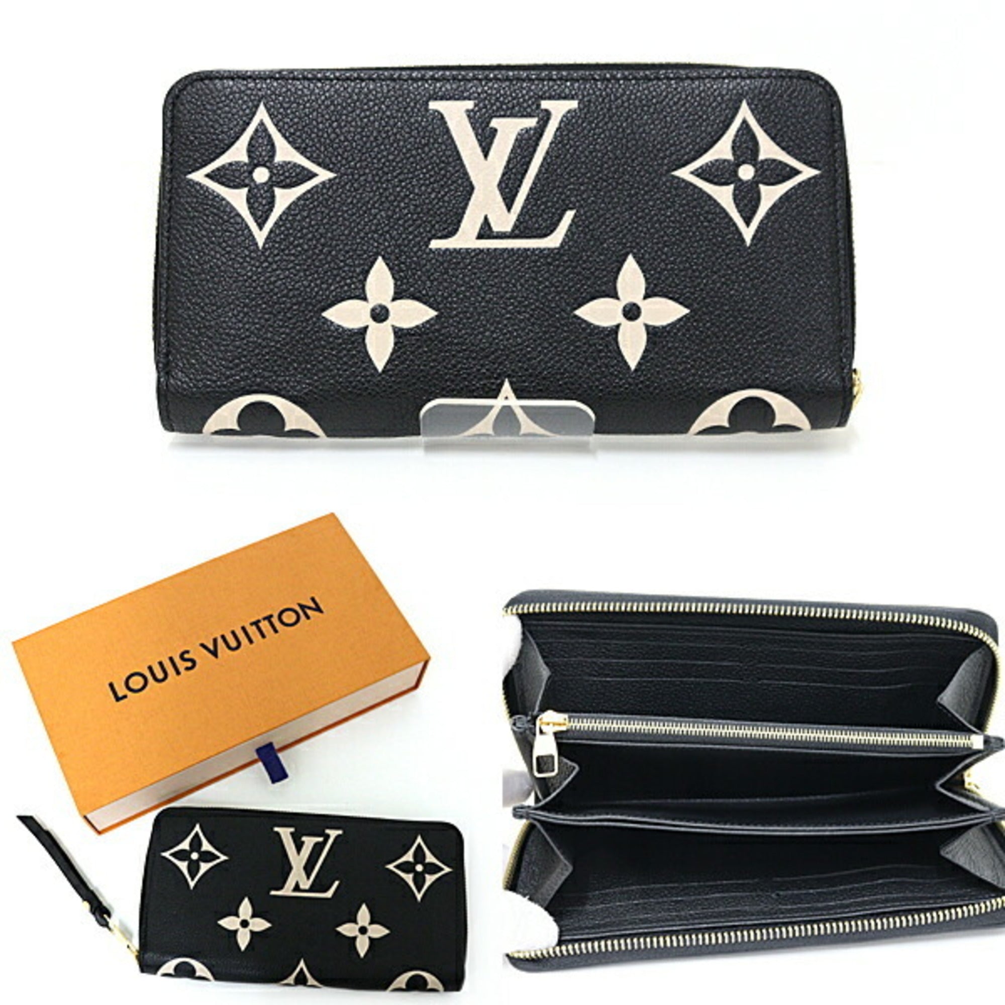 Louis Vuitton Beige Black Monogram Empreinte Leather Wallet