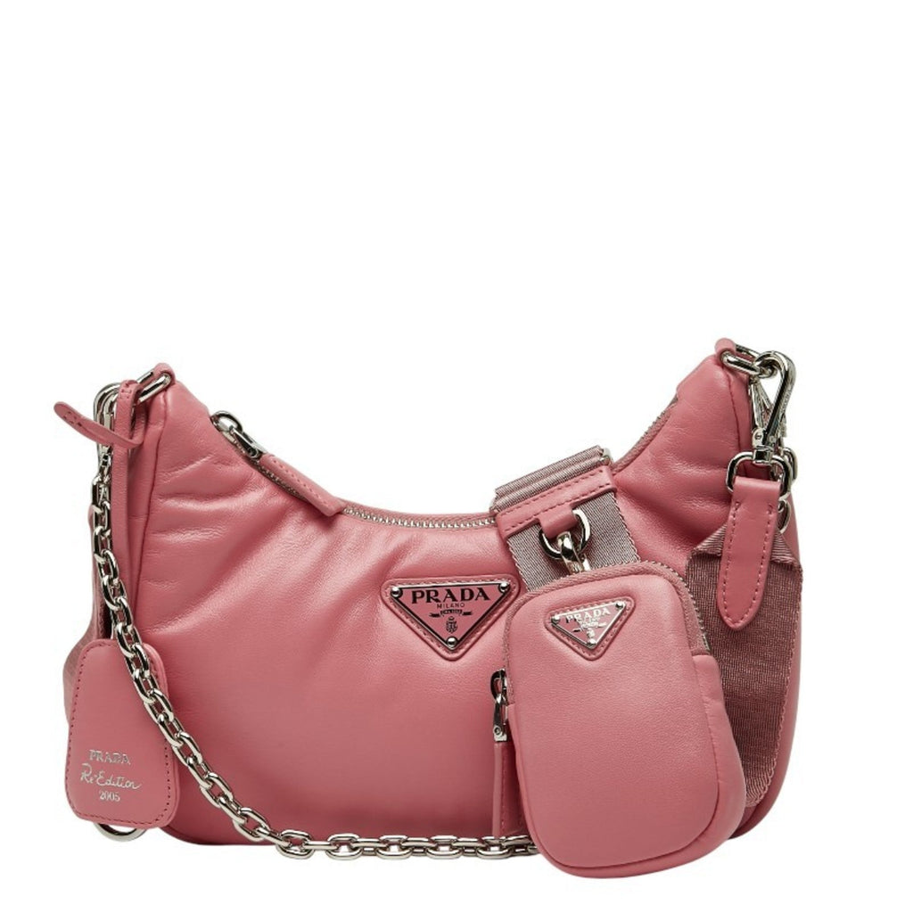 Prada Pink Leather Handbag Pouch Shoulder Bag