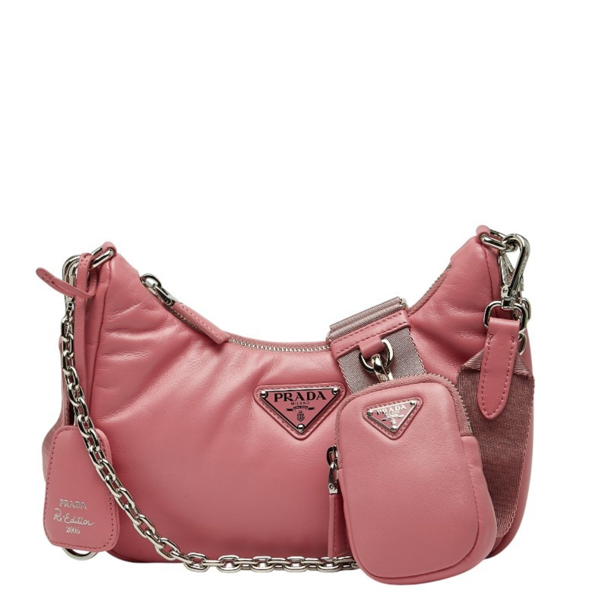 Prada Pink Leather Handbag Pouch Shoulder Bag