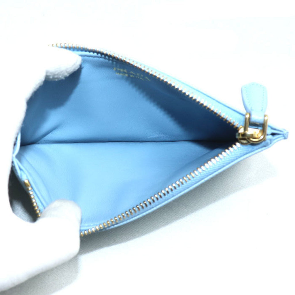 Prada Light Blue Leather Coin Purse/Coin Case