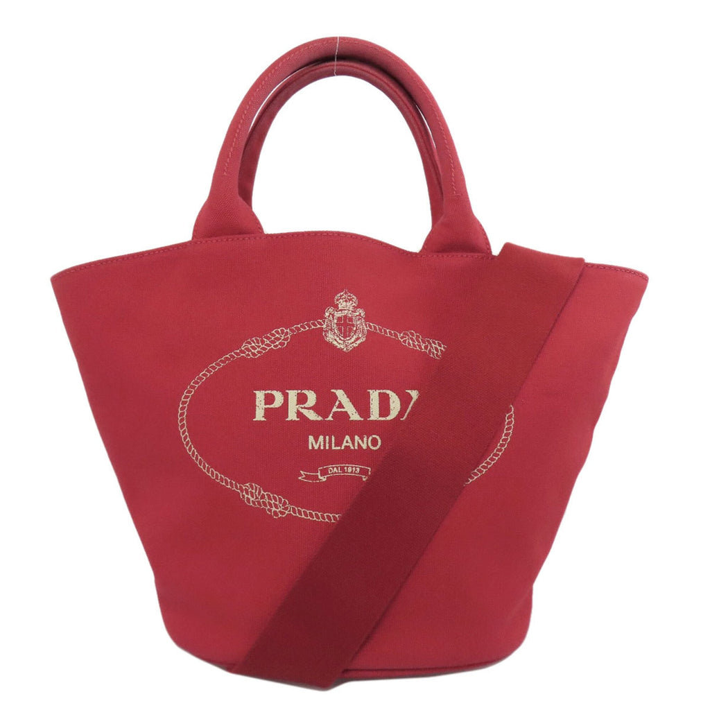 Prada Canapa Red Color Canvas Tote Bag